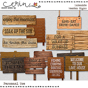 Lakeside: Wooden Signs by Mixed Media by Erin