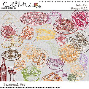 Lets Eat {Stamps Vol 1} by Mixed Media by Erin