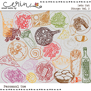Lets Eat {Stamps Vol 2} by Mixed Media by Erin