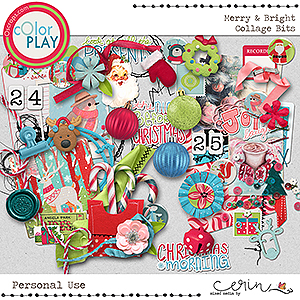 Merry & Bright {Collage Bits} by Mixed Media by Erin