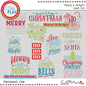 Merry & Bright {Word Art} by Mixed Media by Erin