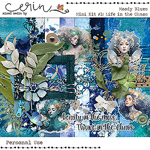 Moody Blues {Mini Kit 01} Life in the Chaos by Mixed Media by Erin