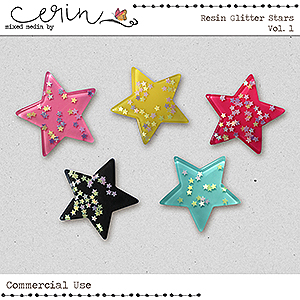 Resin Glitter Stars Vol 1 (CU)  by Mixed Media by Erin