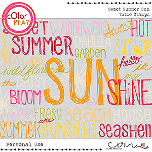 Sweet Summer Sun: Title Stamps by Mixed Media by Erin