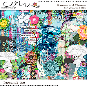 Showers and Flowers: Art Journal Kit by Mixed Media by Erin