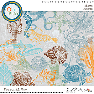 Siren: Stamps by Mixed Media by Erin