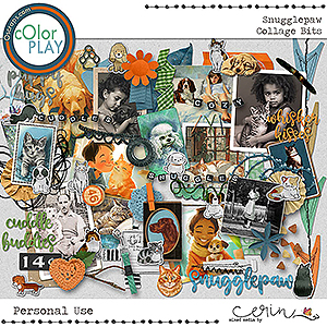 Snugglepaw {Collage Bits} by Mixed Media by Erin