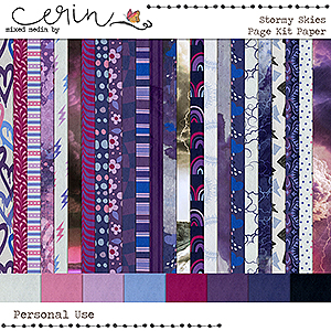 Stormy Skies {Kit Papers} by Mixed Media by Erin 