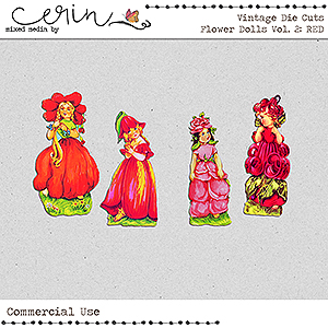 Vintage Die Cut Flower Dolls Vol 2 (CU) by Mixed Media by Erin