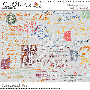 Vintage Stamps Vol 2 Postal (CU) Name by Mixed Media by Erin