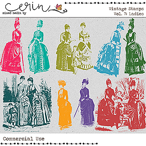 Vintage Stamps Vol 7 Ladies (CU) Name by Mixed Media by Erin