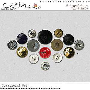 Vintage Buttons Vol 7: Backs (CU) by Mixed Media by Erin 