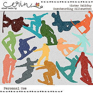 Winter Holiday {Snowboarding Silhouettes} by Mixed Media  by Erin