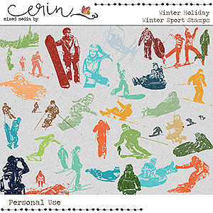 Winter Holiday {Winter Sports Stamps} by Mixed Media  by Erin