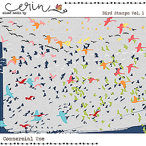 Bird Stamps Vol 1 (CU) by Mixed Media by Erin by Mixed Media by Erin