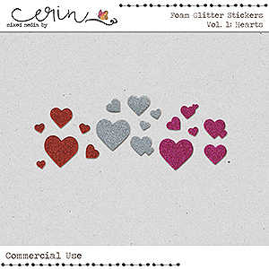 Foam Glitter Stickers Vol 1: Hearts (CU) Name by Mixed Media by Erin