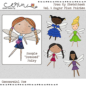 From My Sketchbook Vol 4: Sugar Plum Fairies (CU) by Mixed Media by Erin