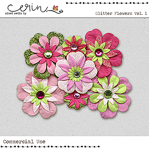 Glitter Flowers Vol 1 (CU) by Mixed Media by Erin