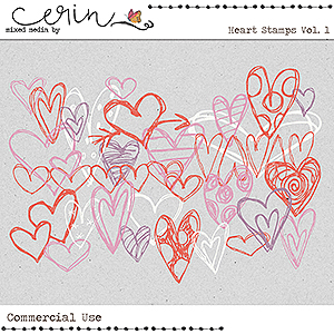 Heart Stamps Vol 1 (CU) by Mixed Media by Erin