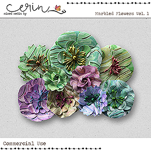 Marbled Flowers Vol 1 (CU) by Mixed Media by Erin