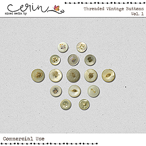 Threaded Vintage Buttons Vol 1 (CU) by Mixed Media by Erin 