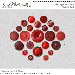 Vintage Buttons Vol 5: Red (CU) by Mixed Media by Erin 