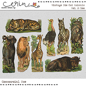 Vintage Die Cut Animals Vol 2: Zoo (CU) by Mixed Media by Erin 