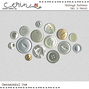 Vintage Buttons Vol 1: Pearl (CU) by Mixed Media by Erin