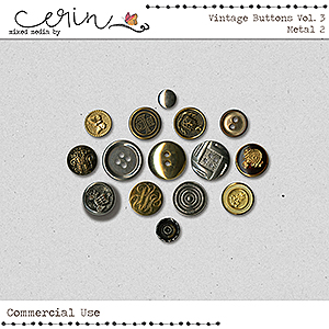 Vintage Buttons Vol 3: Metal 2 (CU) by Mixed Media by Erin