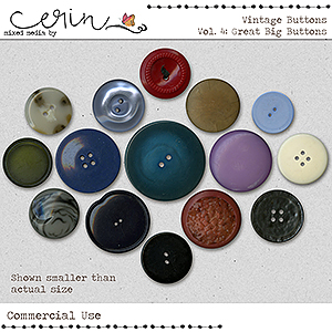 Vintage Buttons Vol 4: Great Big Buttons (CU) by Mixed Media by Erin