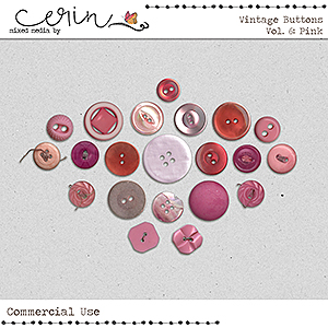 Vintage Buttons Vol 6: Pink (CU) by Mixed Media by Erin