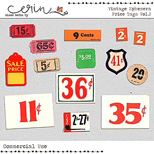 Vintage Price Tags Vol 2 (CU) by Mixed Media by Erin