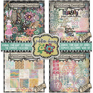 Journal Your {he}ART Out Brights Complete Collection by Fiddlette Designs