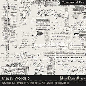 Messy Words 6 - Brushes & Stamps - CU