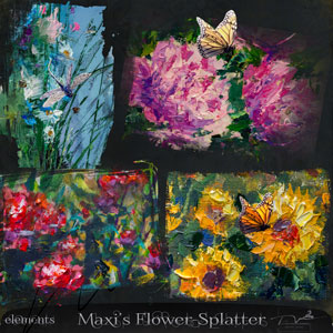 Maxis flower splatter Digital Art Mini Kit