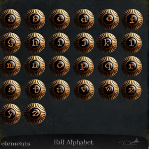 Fall Alphabet Digital Art Elements