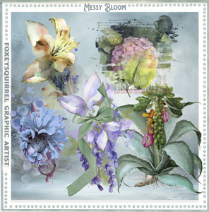 Messy Bloom Digital Art Elements