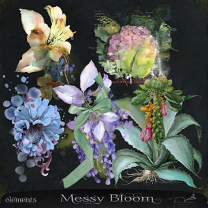 Messy Bloom Digital Art Elements