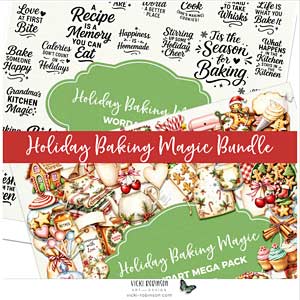 Holiday Baking Magic Bundle Christmas Clipart + Word Art Set