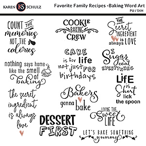 Favorite Family Recipes Baking Word Art