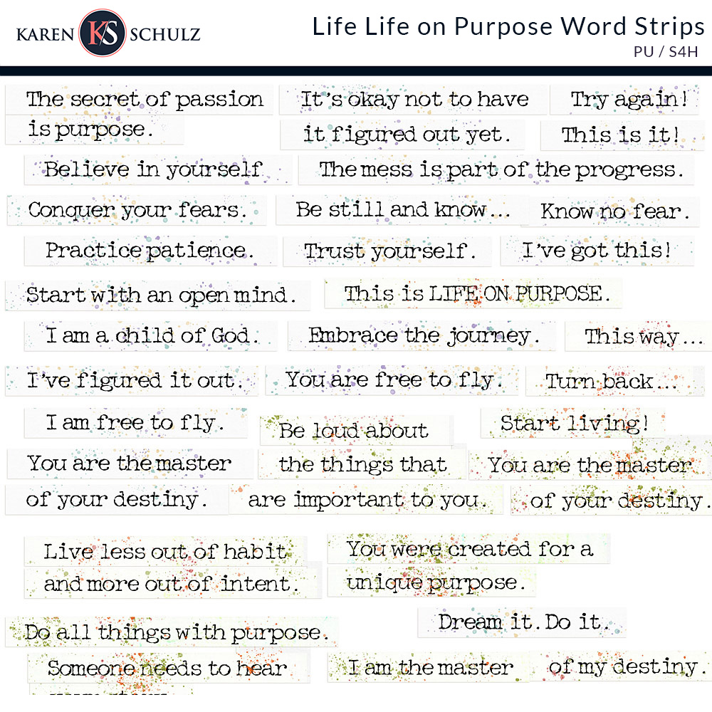 Live Life on Purpose Word Strips