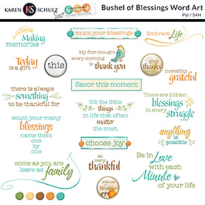 Bushel of Blessings Word Art