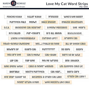 Love My Cat Word Strips