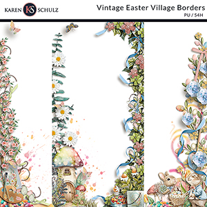 Vintage Easter Village Borders