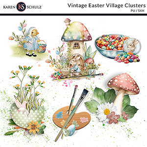 Vintage Easter Village Clusters