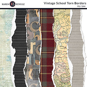 Vintage School Torn Borders
