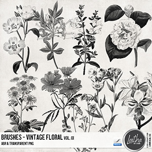 Vintage Floral Brushes & Stamps Vol. 01