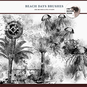 Beach Days Digital Scrapbooking Brushes and Stamps