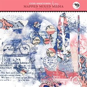 Mapped Digital Scrapbooking Mixed Media Elements by Lynn Grieveson