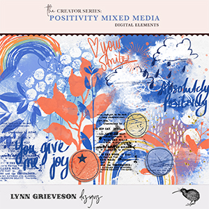 Positivity Mixed Media Digital Scrapbooking Elements by Lynn Grieveson